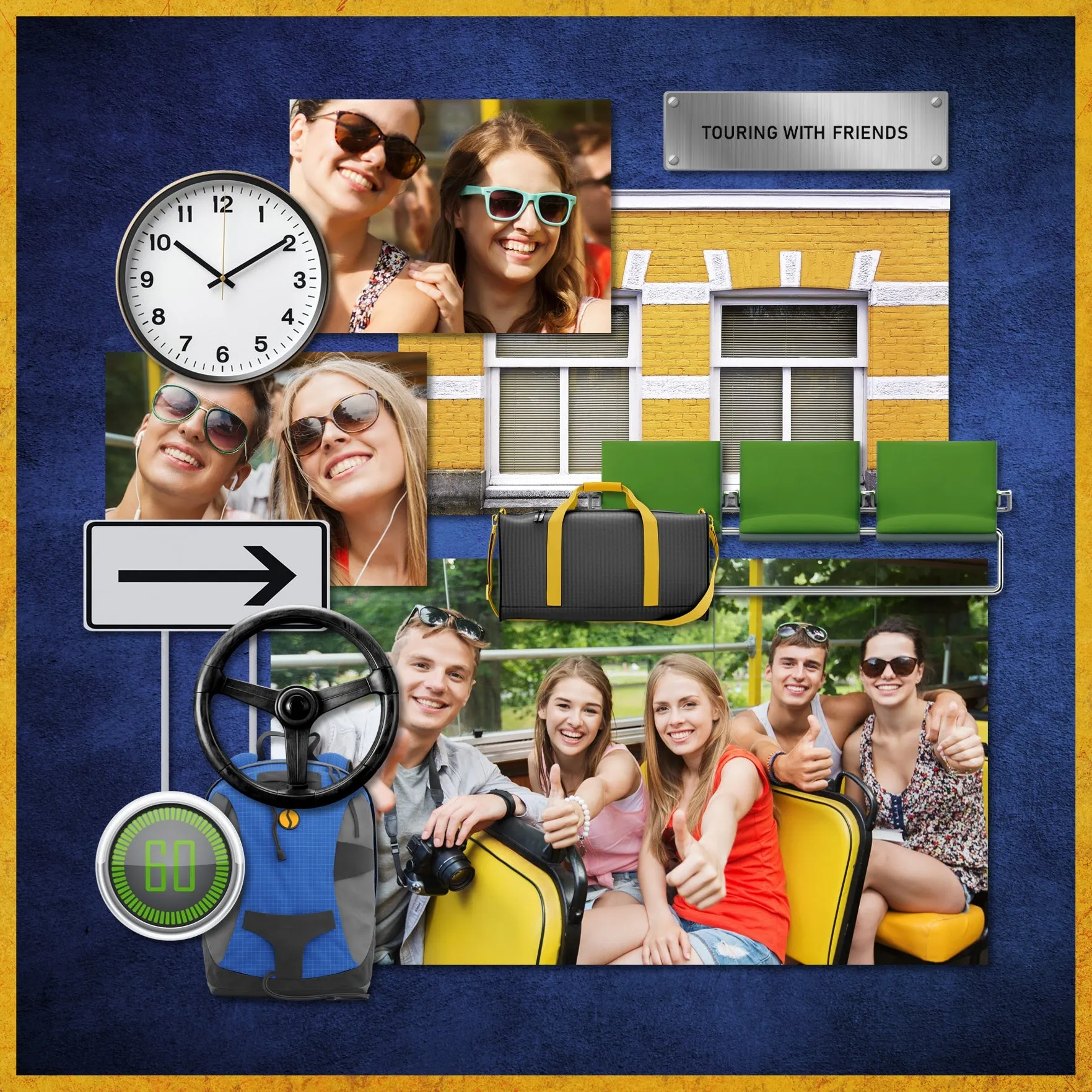 Bus Station Elements Digital Scrapbook Kit