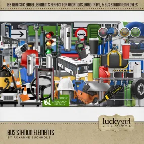 Bus Station Elements Digital Scrapbook Kit