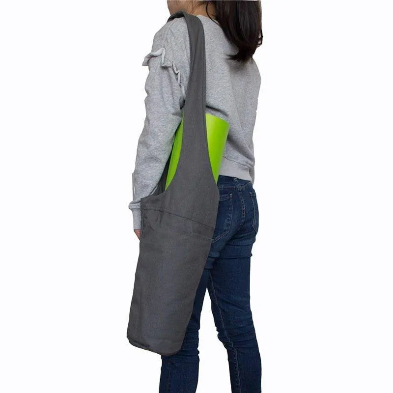 Canvas Yoga Mat Bag Tote Sling Carrier with Large Side Pocket