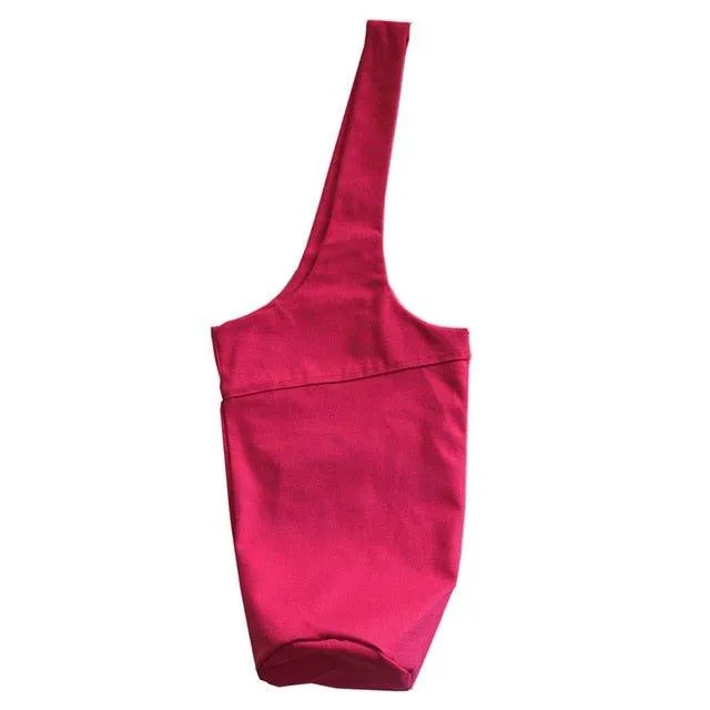 Canvas Yoga Mat Bag Tote Sling Carrier with Large Side Pocket