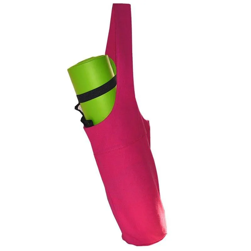 Canvas Yoga Mat Bag Tote Sling Carrier with Large Side Pocket