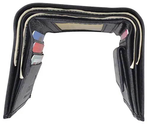 Cavelio Premium Leather Men's Small Trifold Credit Card ID Holder Wallet with Coin Pouch