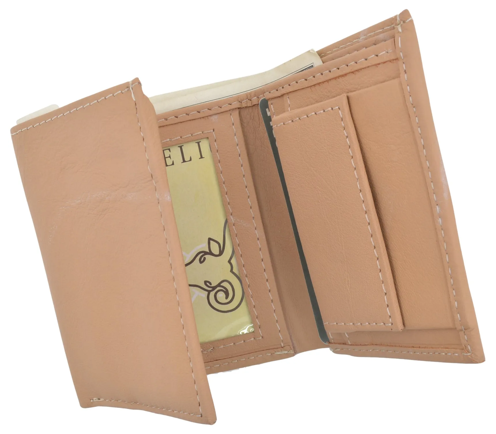 Cavelio Premium Leather Men's Small Trifold Credit Card ID Holder Wallet with Coin Pouch