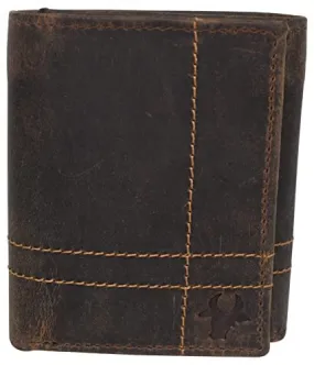 CAZORO Men's RFID Blocking Vintage Genuine Leather Classic Trifold Wallet for Men with Box