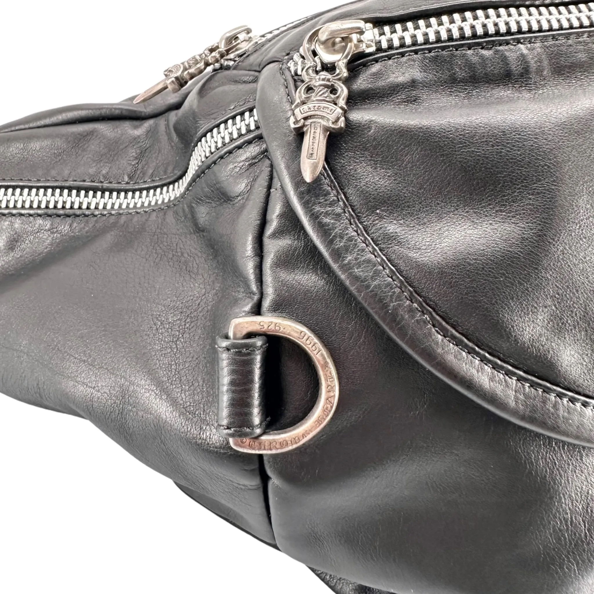 Chrome Hearts Snat Leather Waist Bag Black (Large)