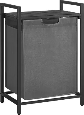 Compact 65L Laundry Hamper with Shelf & Pull-Out Bag - VASAGLE