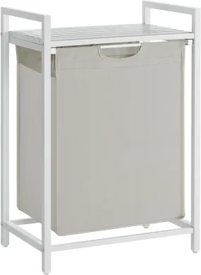 Compact White Laundry Hamper with Shelf & Bag 65L VASAGLE