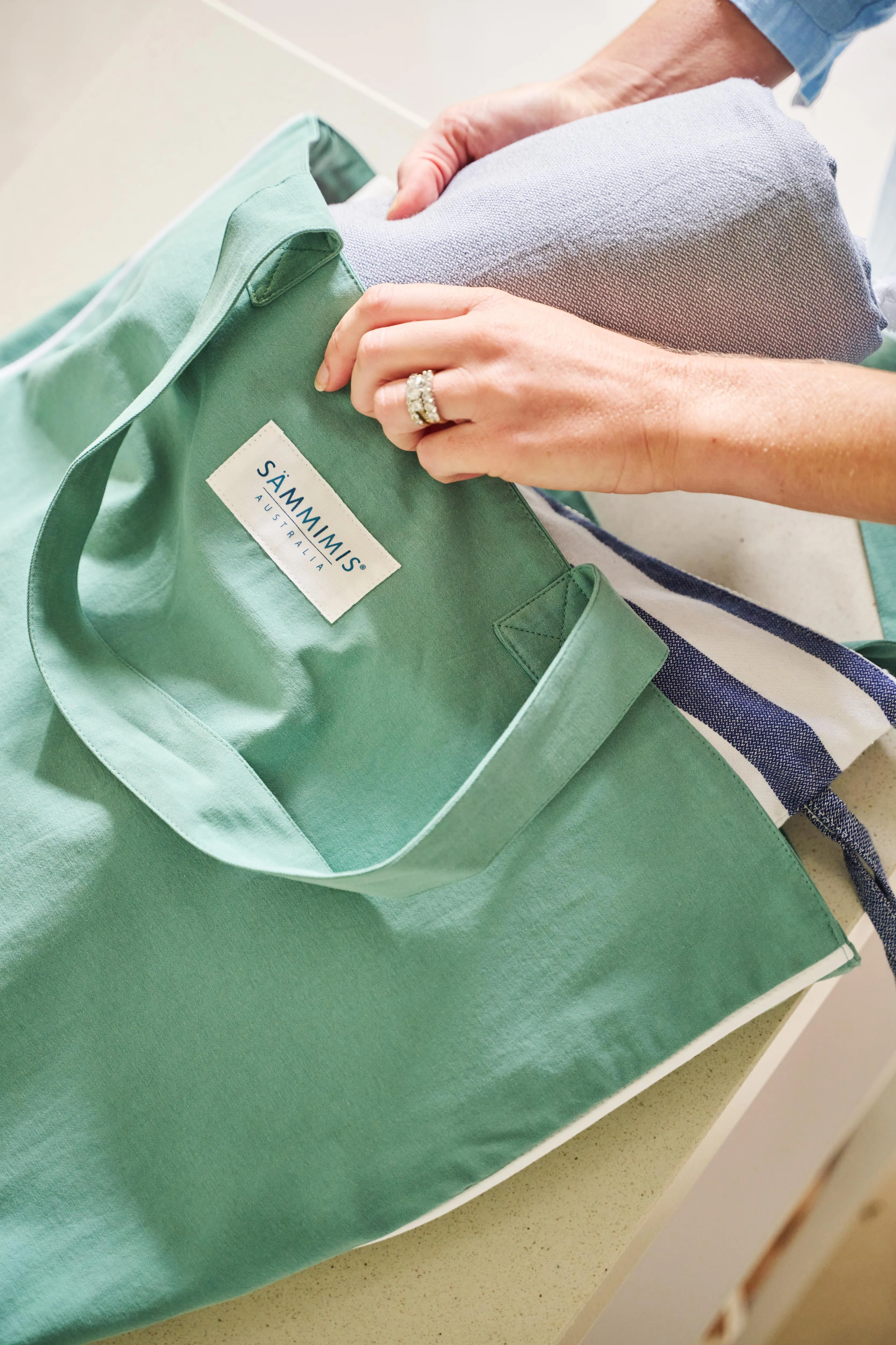 CORFU Jumbo Canvas Bag: Sage