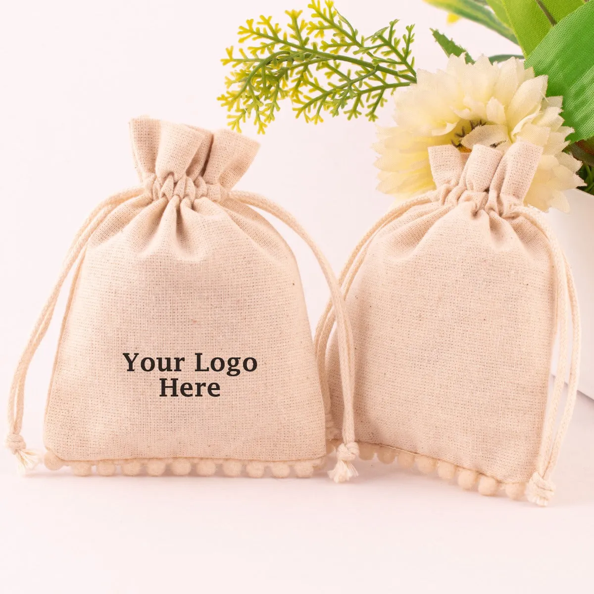 Custom Jewelry Packaging Pouch Logo Personalized Drawstring Bag Small Wedding Favor Ring Cotton Pouch Bag