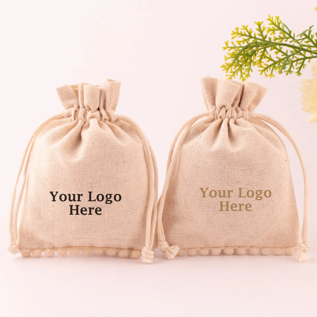 Custom Jewelry Packaging Pouch Logo Personalized Drawstring Bag Small Wedding Favor Ring Cotton Pouch Bag