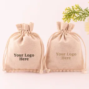 Custom Jewelry Packaging Pouch Logo Personalized Drawstring Bag Small Wedding Favor Ring Cotton Pouch Bag