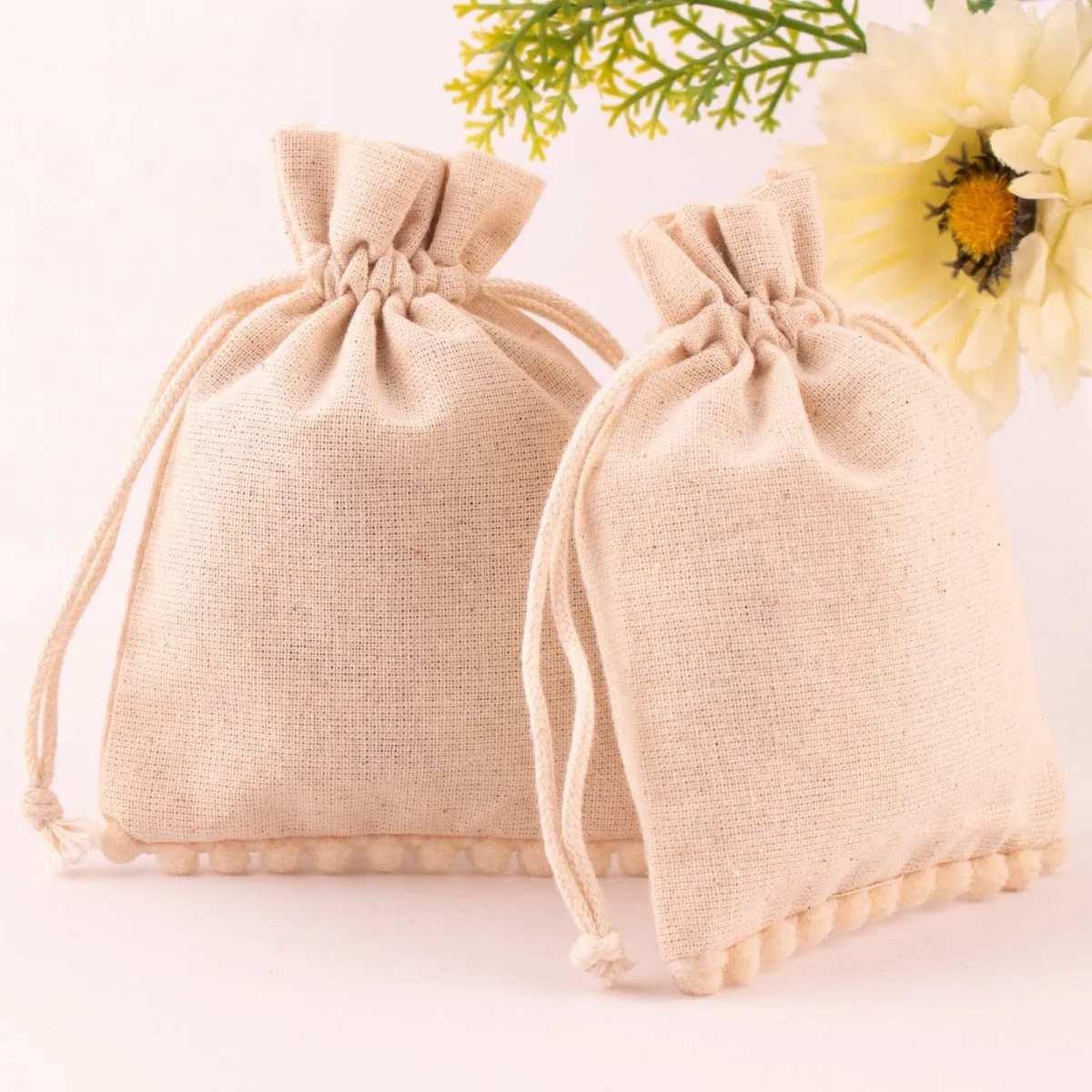 Custom Jewelry Packaging Pouch Logo Personalized Drawstring Bag Small Wedding Favor Ring Cotton Pouch Bag