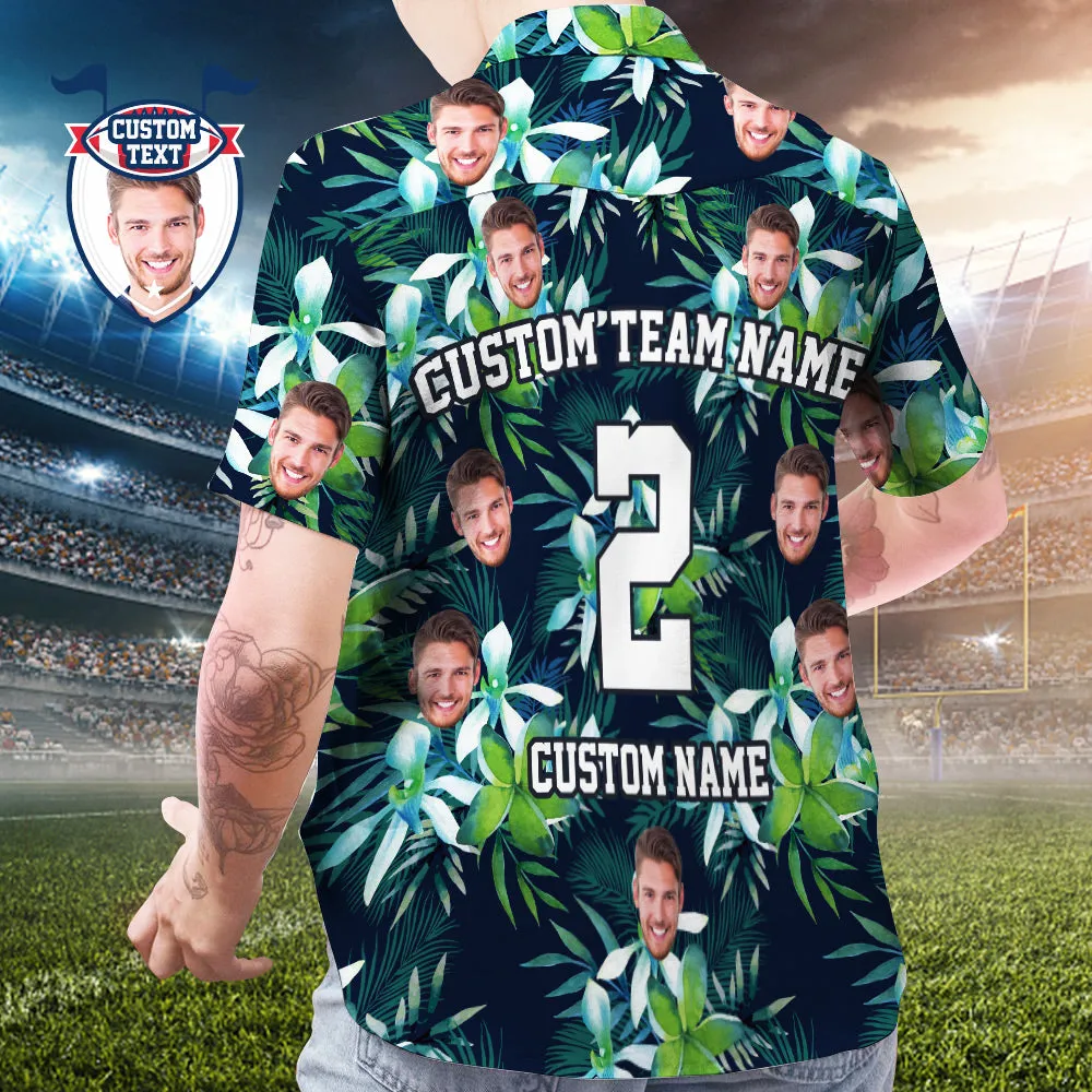 Custom Printed Hawaiian Shirt for Fans Personalised Face and Text Hawaiian Shirt Gift for fans - Leaves & Petal