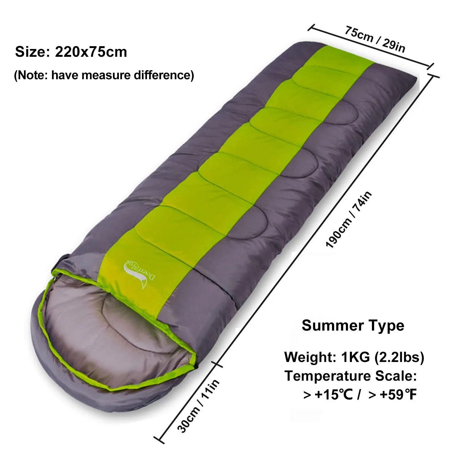 Desert&Fox Lightweight Camping Sleeping Bag - 4 Season, Warm & Cold Envelope Design