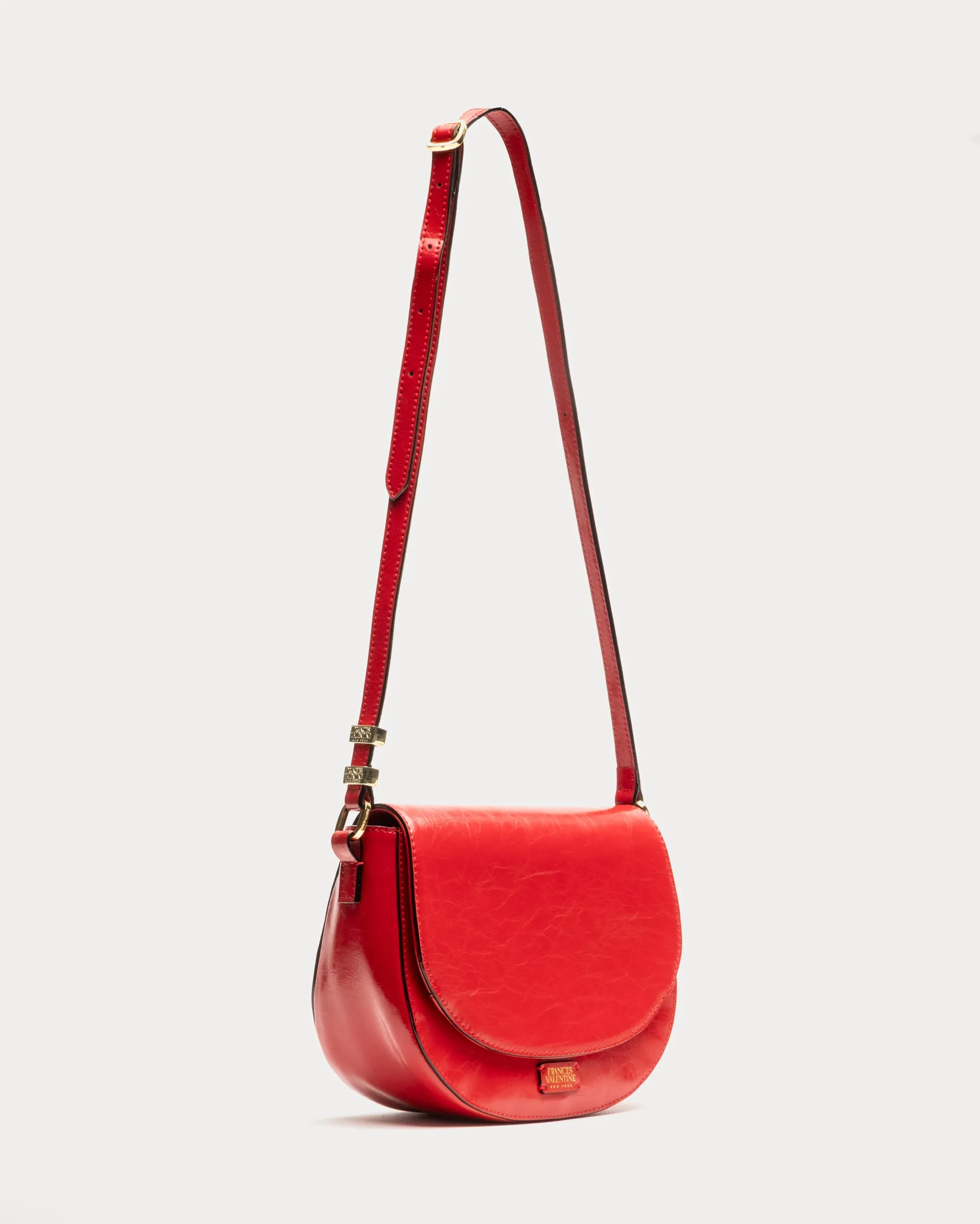 Ellen Saddle Bag Crinkled Leather Red