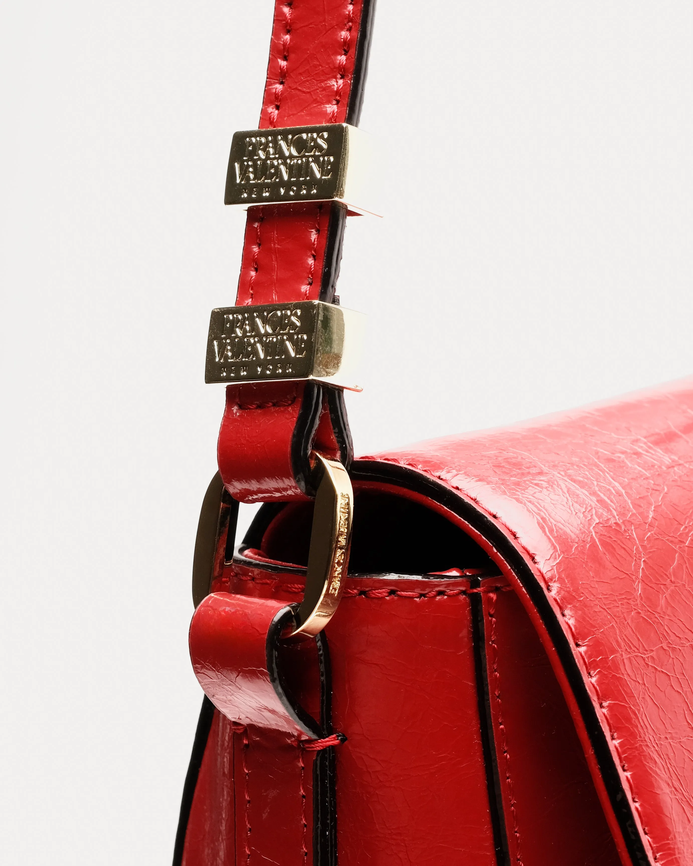 Ellen Saddle Bag Crinkled Leather Red