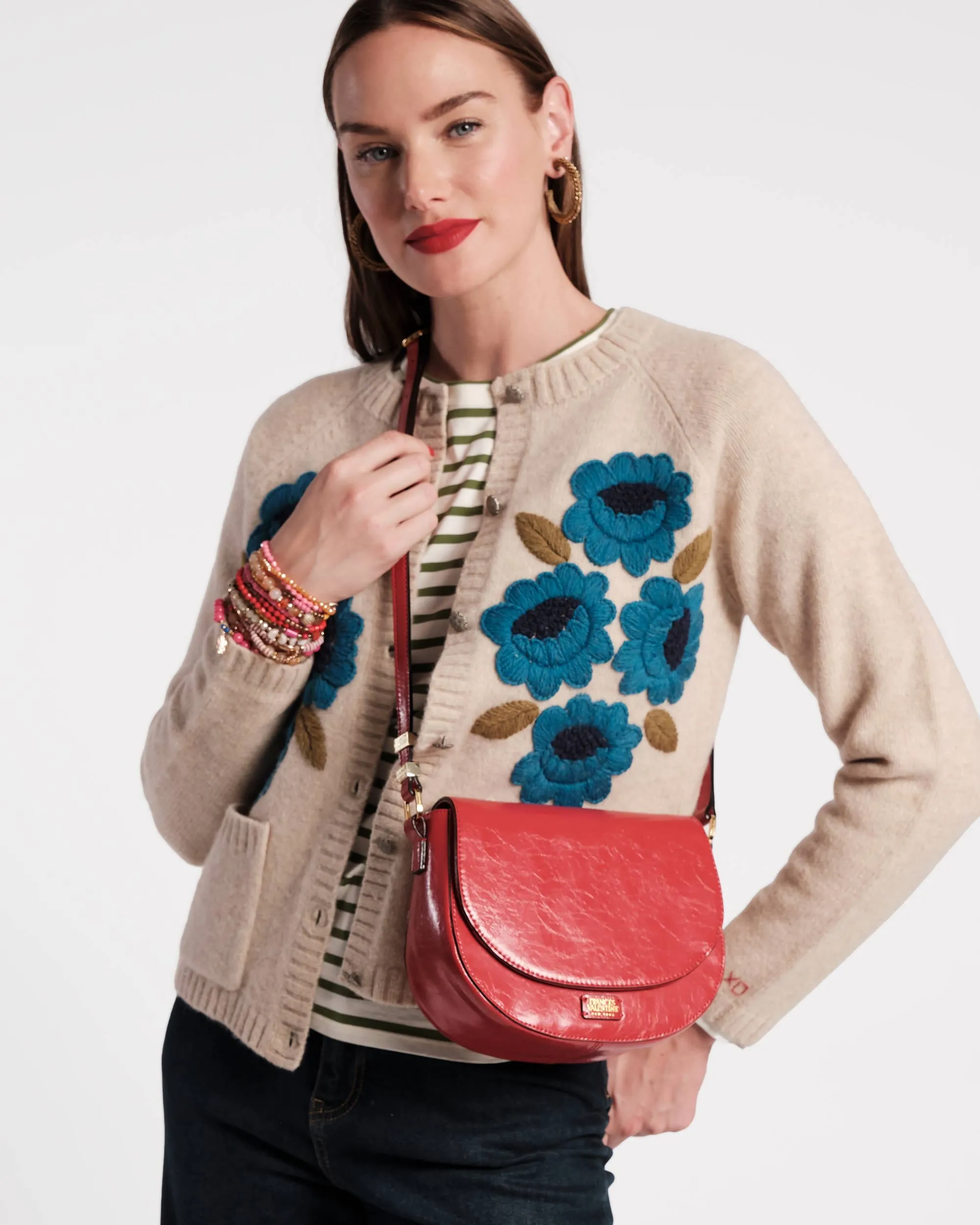 Ellen Saddle Bag Crinkled Leather Red