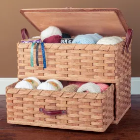Extra Large Sewing & Craft Box | Organization & Storage Basket w/Drawer