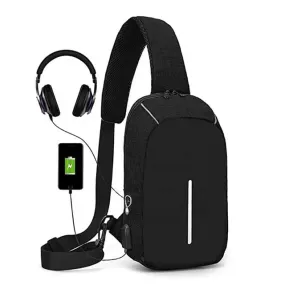 Fashion men outdoor sports fitness cross-body bag lightweight USB charging  chest bag S3344475
