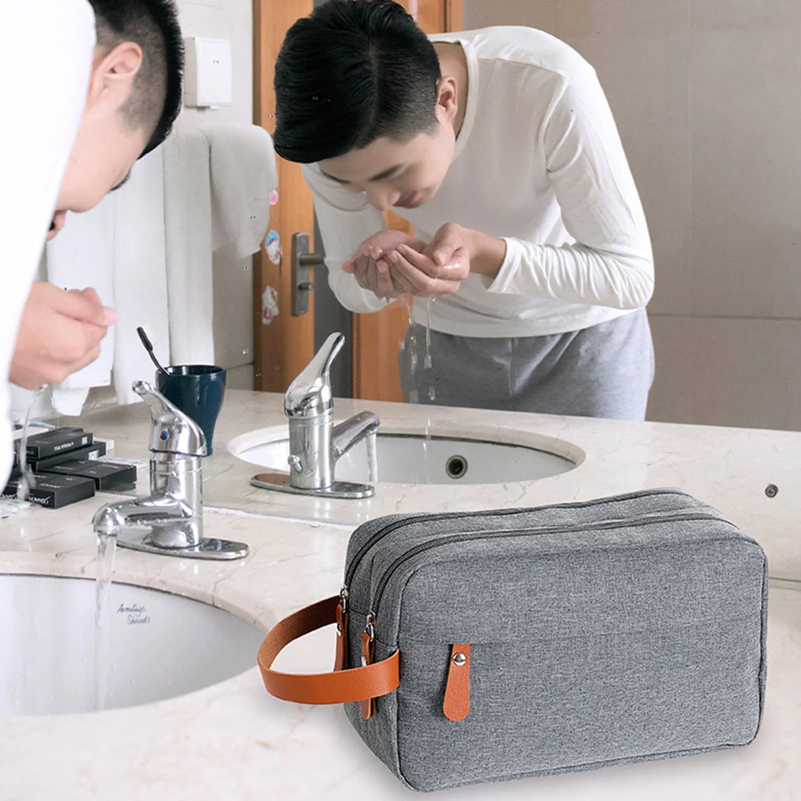 Fashionable Large Capacity Toiletry Bag | Foldable Hanging Travel Organizer Bag For Men | Blue