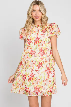 Floral Short Sleeve Mini Dress