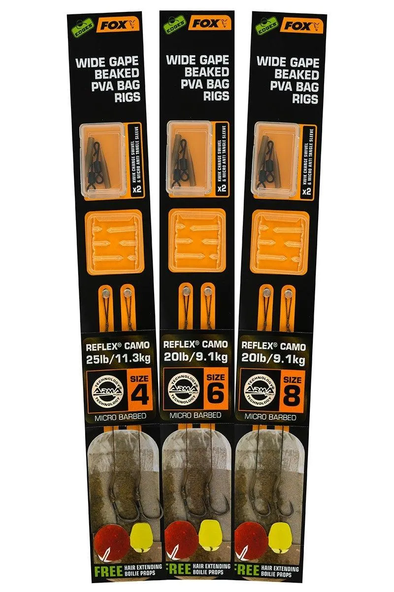 FOX EDGES WIDE GAPE BEAKED PVA BAG RIG SIZE 8 MICRO BARBED