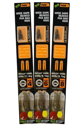 FOX EDGES WIDE GAPE BEAKED PVA BAG RIG SIZE 8 MICRO BARBED