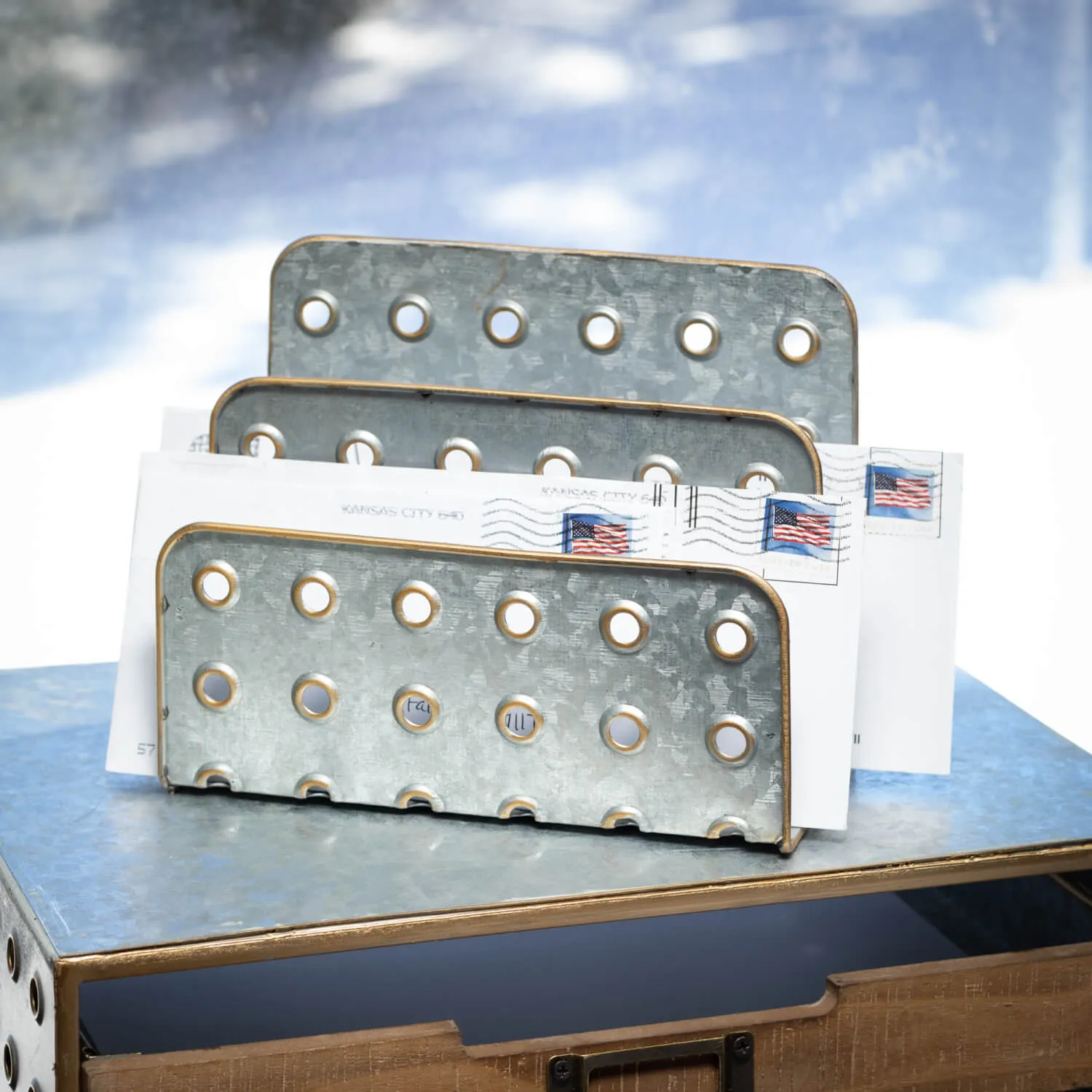 Galvanized Industrial Mail Organizer