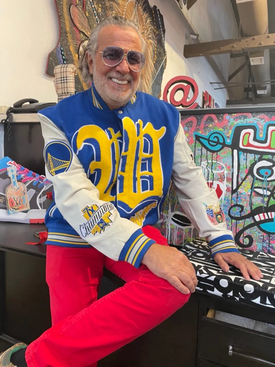 GOLDEN STATE WARRIORS 7TH CHAMPIONSHIP WOOL & LEATHER JACKET