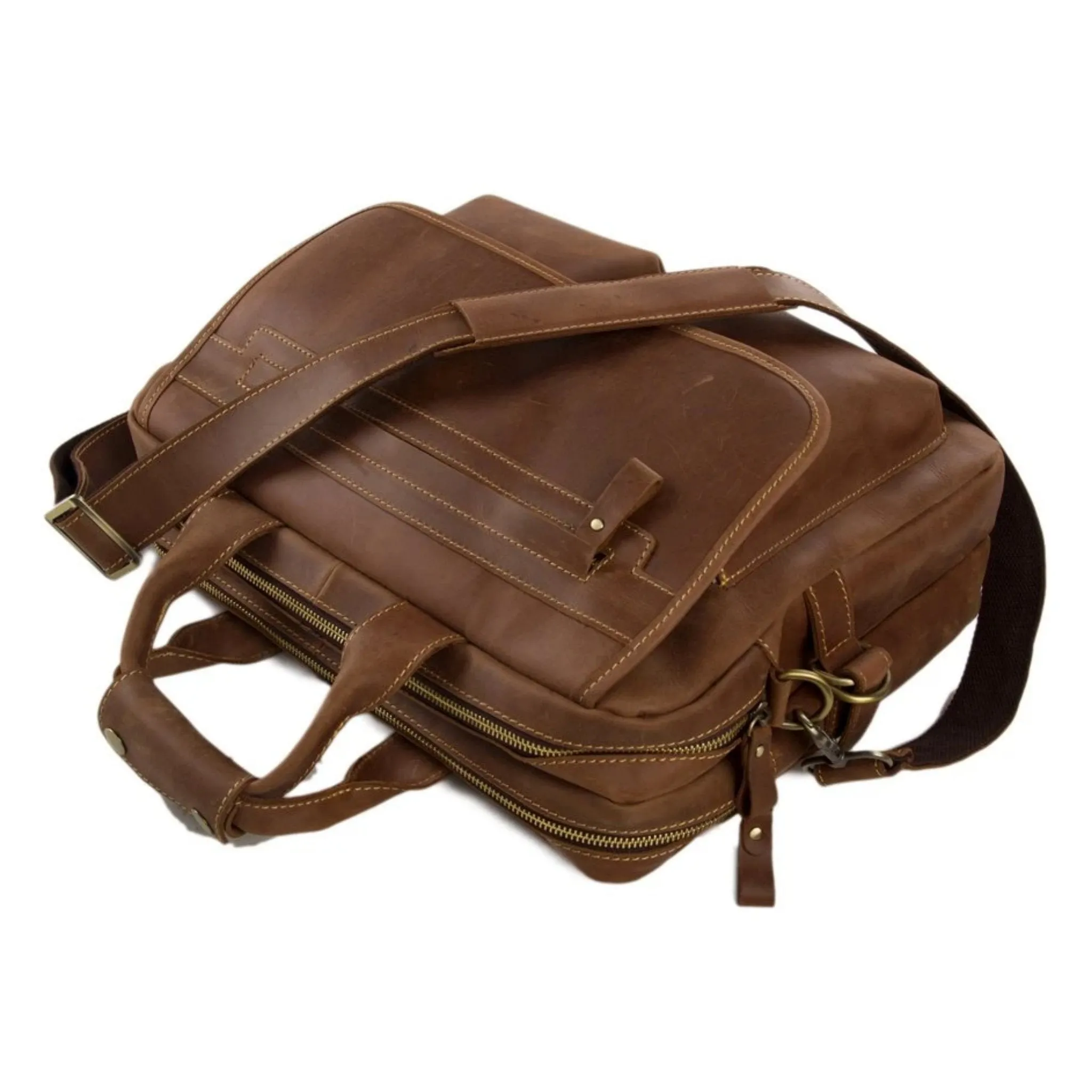 Handmade Full Grain Calfskin Leather Business Satchel