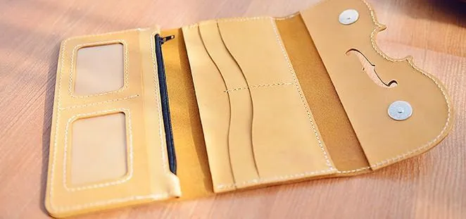 Handmade Leather Women Long Wallet Cute Phone VIOLIN Bifold PERSONALIZED MONOGRAMMED GIFT CUSTOM Phone Wallet long Wallet