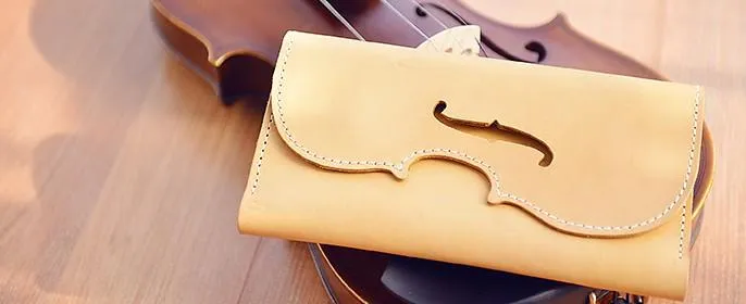 Handmade Leather Women Long Wallet Cute Phone VIOLIN Bifold PERSONALIZED MONOGRAMMED GIFT CUSTOM Phone Wallet long Wallet