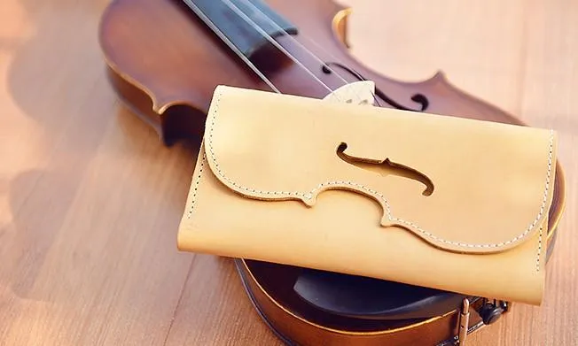 Handmade Leather Women Long Wallet Cute Phone VIOLIN Bifold PERSONALIZED MONOGRAMMED GIFT CUSTOM Phone Wallet long Wallet