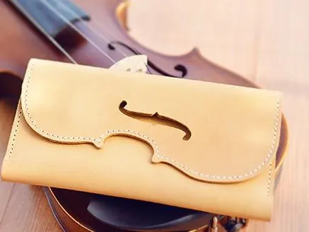 Handmade Leather Women Long Wallet Cute Phone VIOLIN Bifold PERSONALIZED MONOGRAMMED GIFT CUSTOM Phone Wallet long Wallet