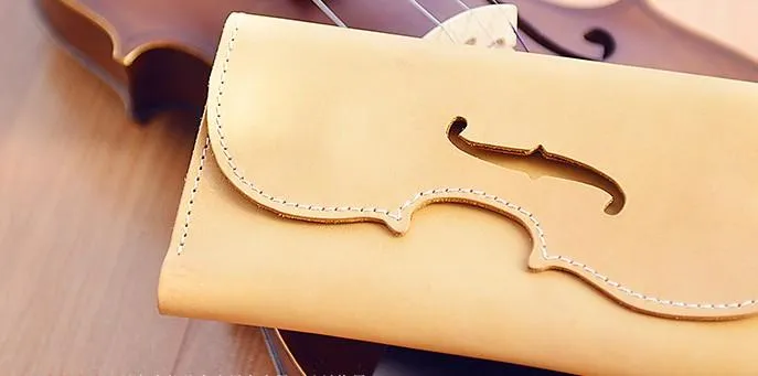 Handmade Leather Women Long Wallet Cute Phone VIOLIN Bifold PERSONALIZED MONOGRAMMED GIFT CUSTOM Phone Wallet long Wallet