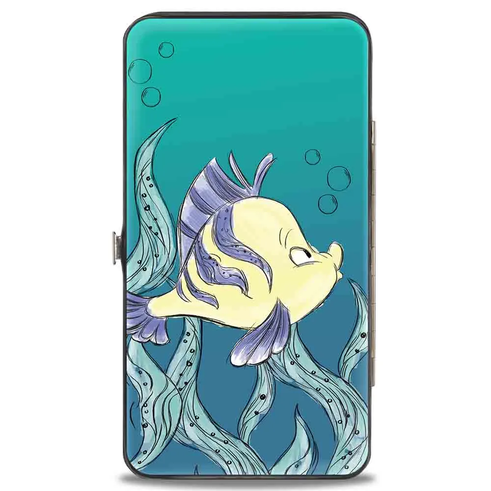 Hinged Wallet - The Little Mermaid Ariel Over Shoulder2   Flounder Sketch Poses Kelp Blues