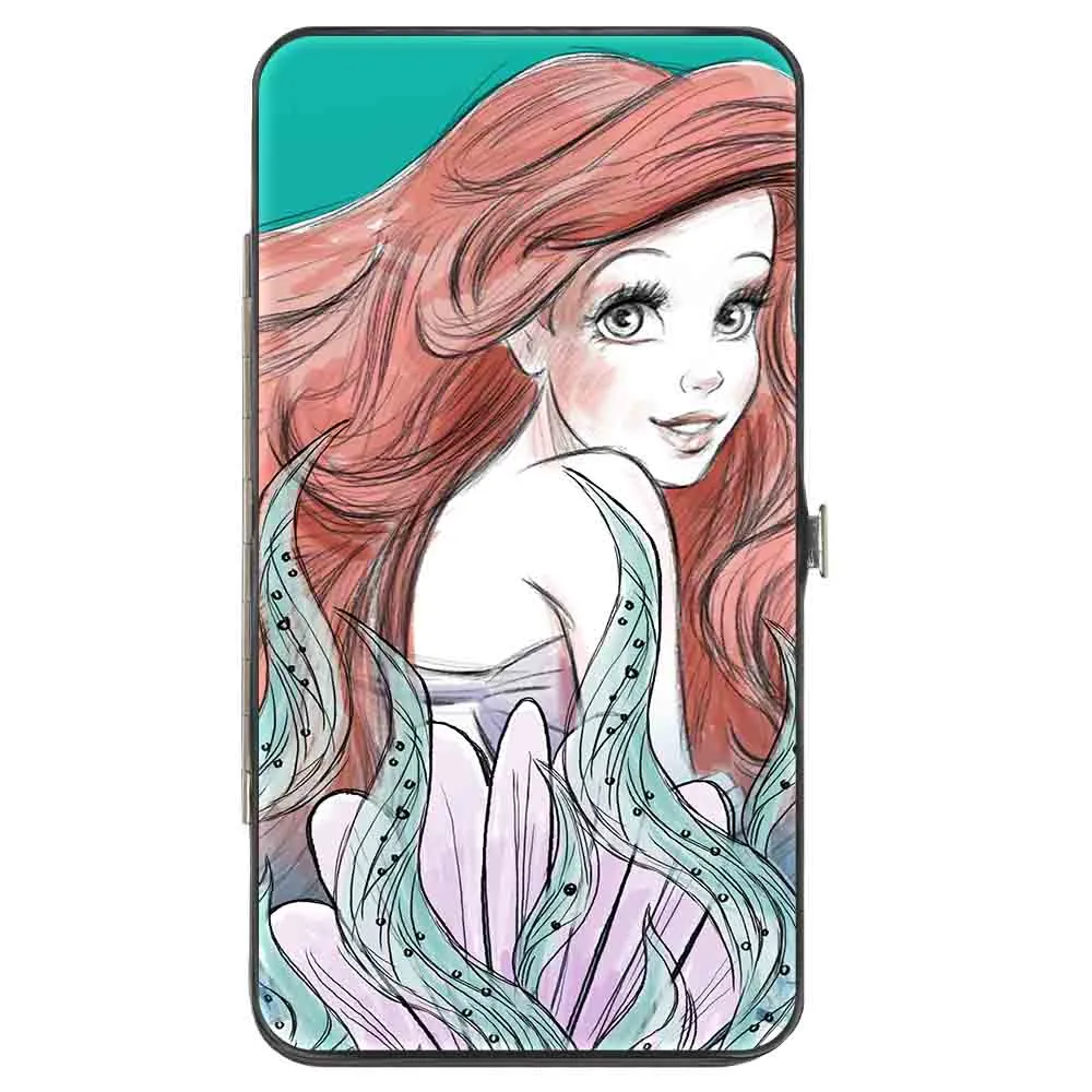 Hinged Wallet - The Little Mermaid Ariel Over Shoulder2   Flounder Sketch Poses Kelp Blues