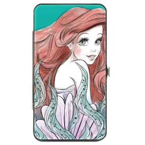 Hinged Wallet - The Little Mermaid Ariel Over Shoulder2   Flounder Sketch Poses Kelp Blues