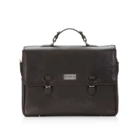 Hudson Tuck-Lock Attaché - Dark Brown Leather Briefcase