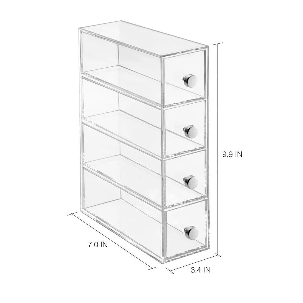 iDesign Drawers Tower - 4 Drawer Flip in Clear