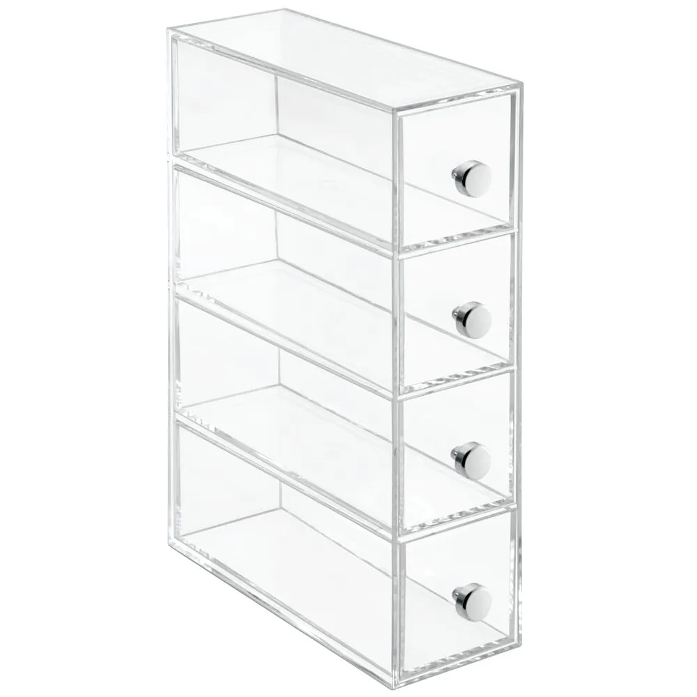 iDesign Drawers Tower - 4 Drawer Flip in Clear