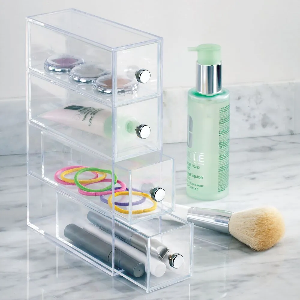 iDesign Drawers Tower - 4 Drawer Flip in Clear