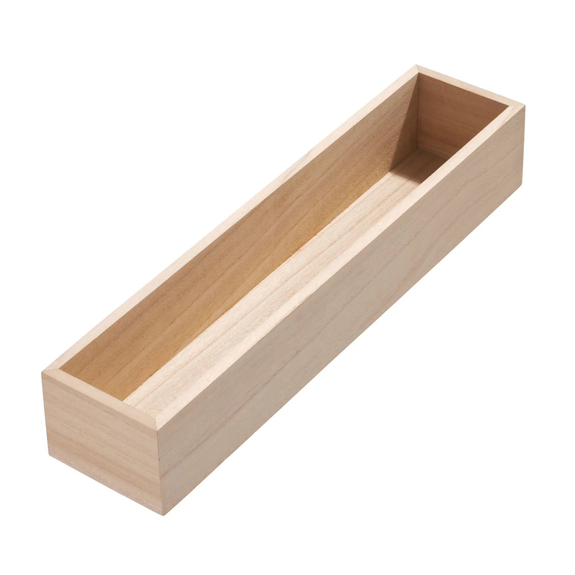 iDesign EcoWood Natural Paulownia Wood Drawer Organizer Bin