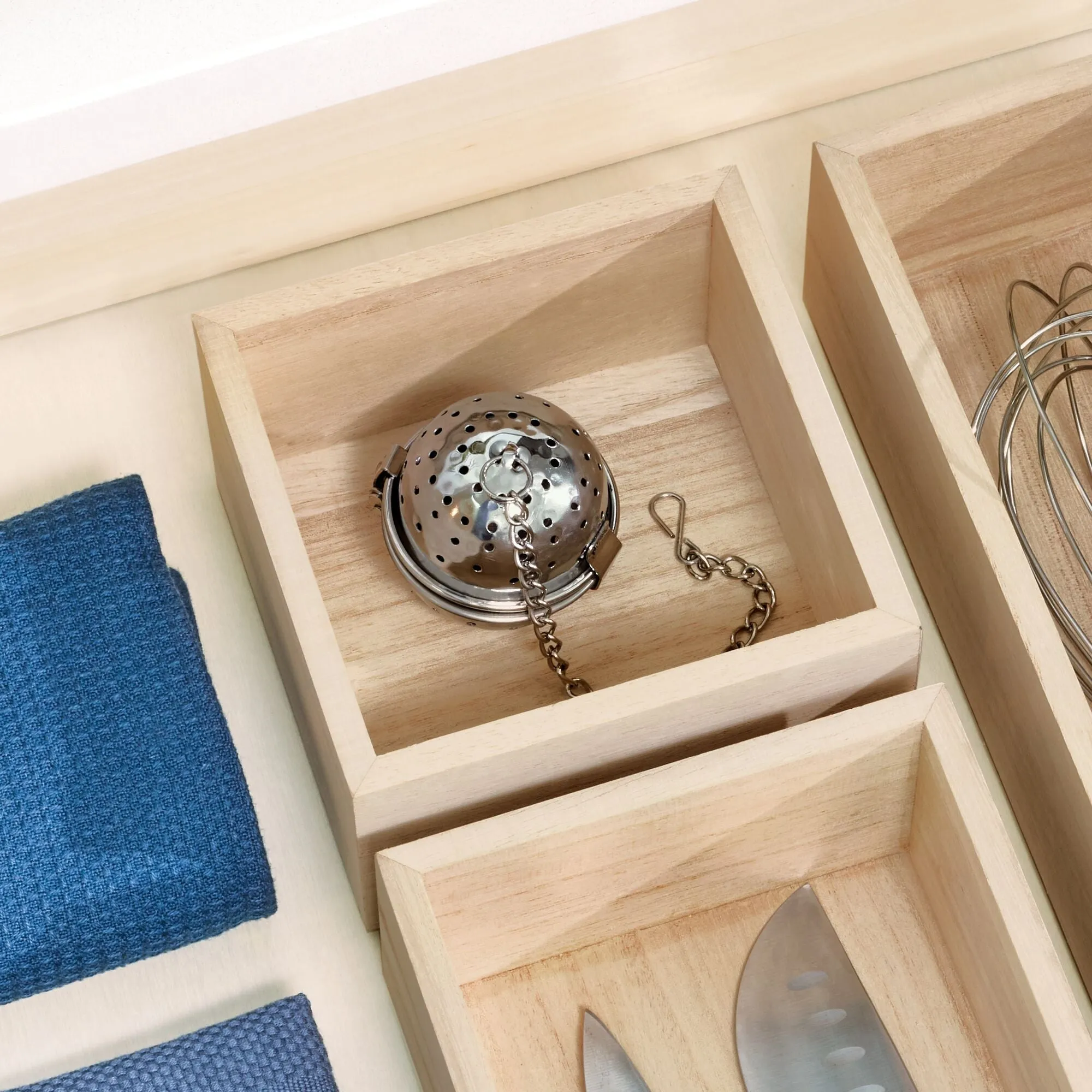iDesign EcoWood Natural Paulownia Wood Drawer Organizer Bin