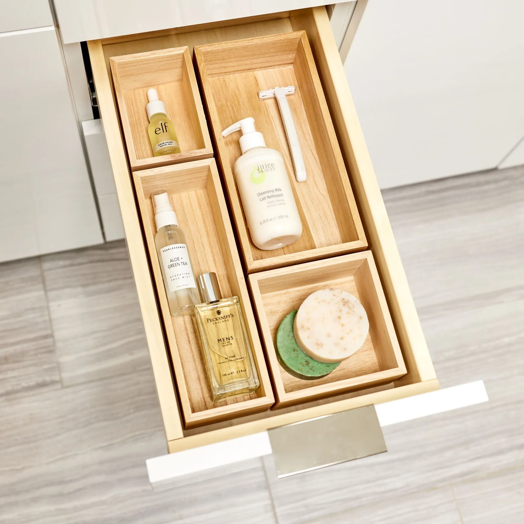 iDesign EcoWood Natural Paulownia Wood Drawer Organizer Bin