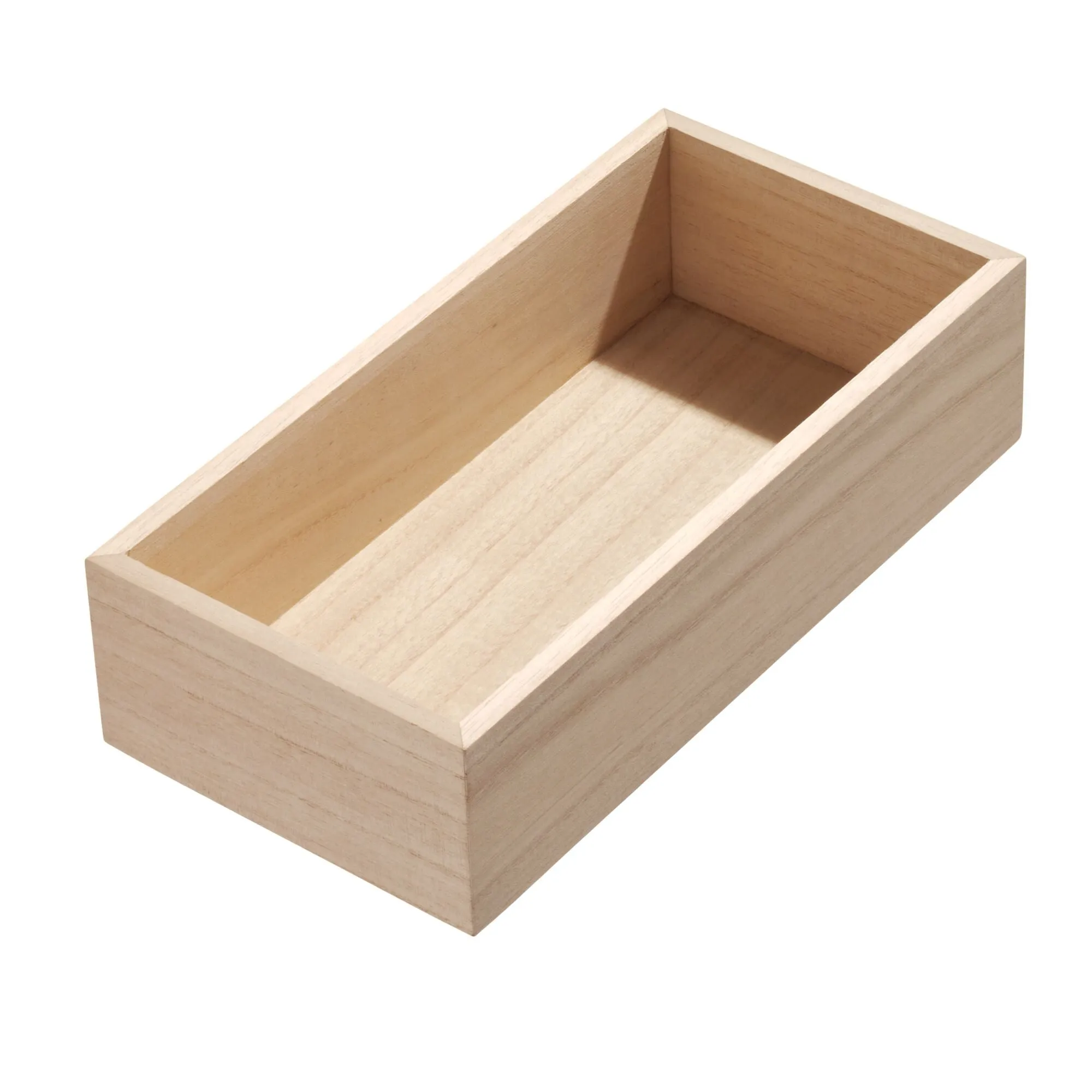 iDesign EcoWood Natural Paulownia Wood Drawer Organizer Bin