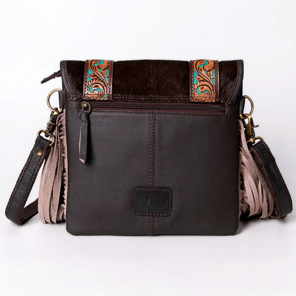 KBA126 - KBA126-CROSS BODY Hand Tooled Saddle Leather and Upcycled Canvas Ladies Bag 10.5x10 - KBA12