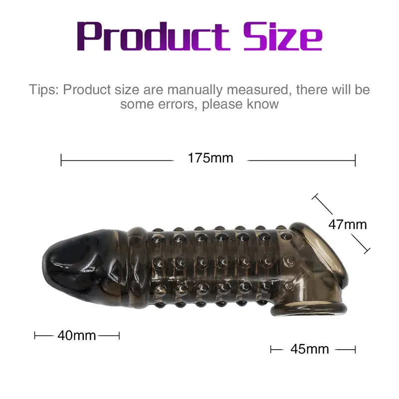 Knotted Realistic Cock Sleeve Sex Toy for Men - Condom Penis Extender Delay Ejaculation Trainer
