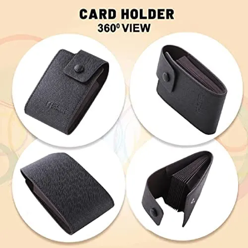 Kuber Industries Card Holder Wallet for Men Women|Debit Credit Card Holder|Wallet for Id, Visiting Card, Buisness Card|Button Closure|Black (Pack of 5)