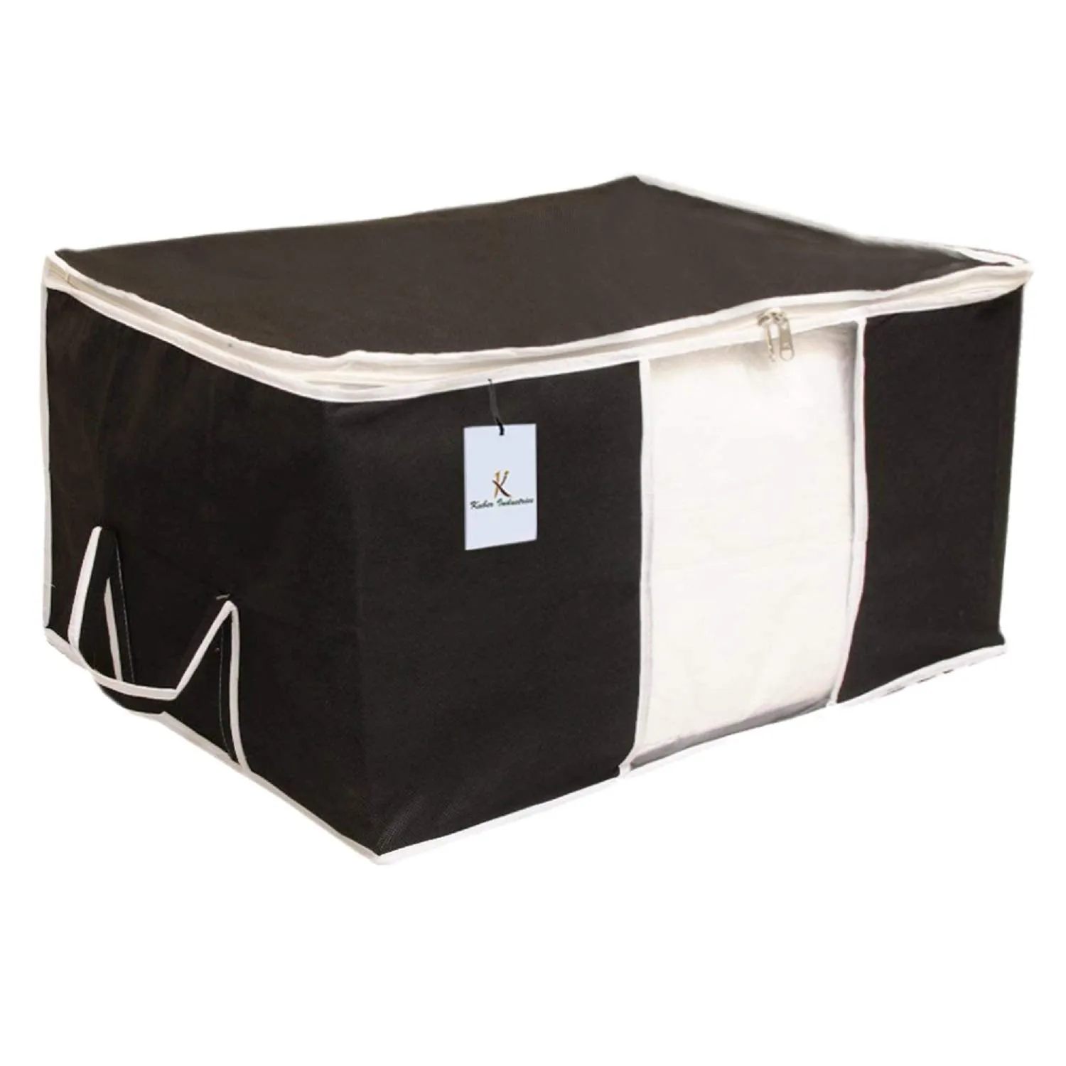 Kuber Industries Underbed Storage Bag|Storage Organiser|Blanket Cover Set of 2 (Black)